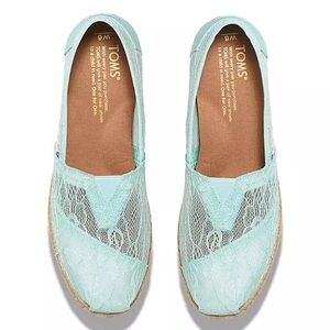 TOMS‎ Mint Floral Lace Rope Classic Espadrille Slip-On Shoes Size 11